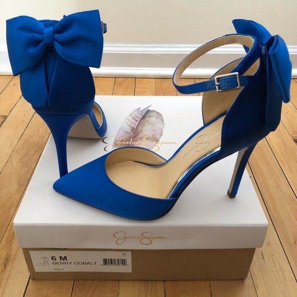 royal blue heels with bow